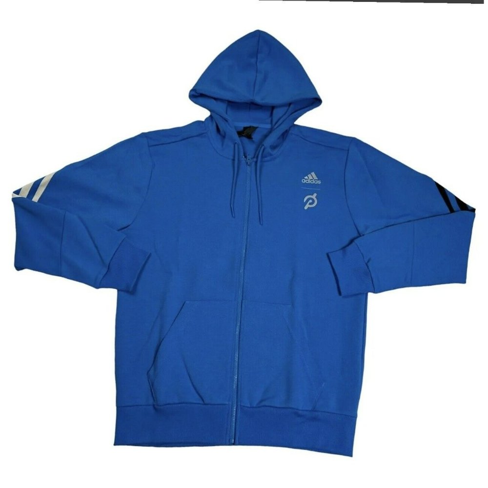 New  Men's Size XL Adidas x Peloton FullZip Hoodie Jacket HG1525 Blue - Picture 2 of 7
